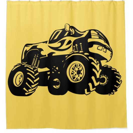 Geel en zwart monster-driekleurengordijn douchegordijn (Voorkant)