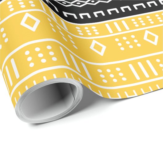 Geel en zwart omhuld papier voor het ompakken van (Rol Hoek)