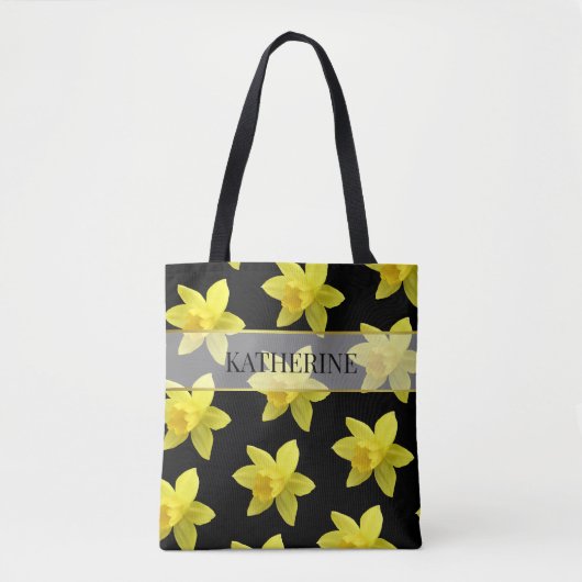 Geel en zwart patroon gepersonaliseerd tote bag (Voorkant)