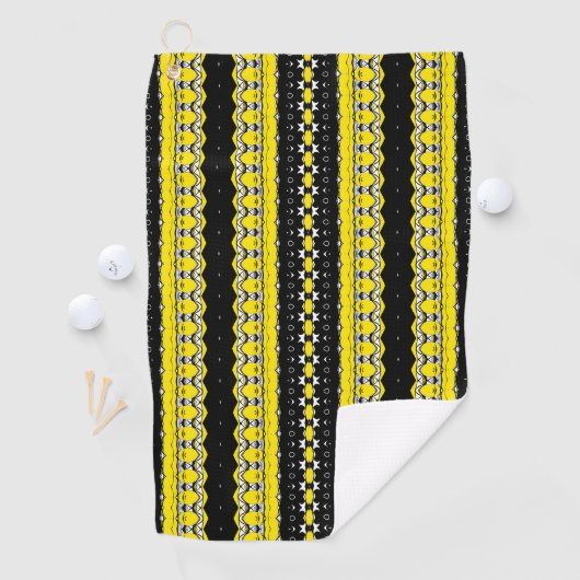 Geel en zwart patroon golfhanddoek (Insitu)