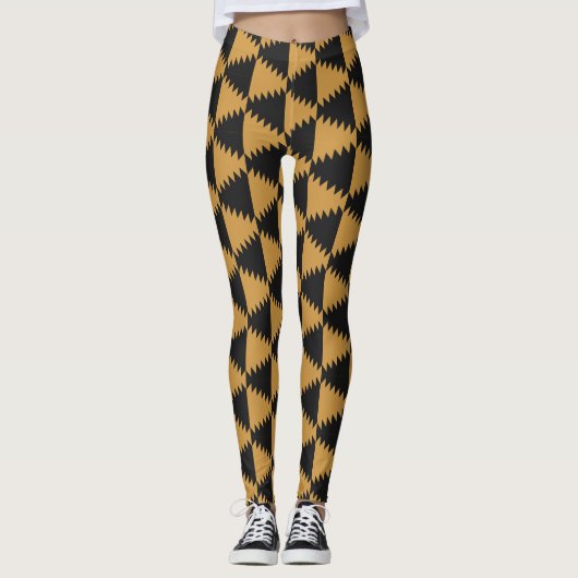 Geel en zwart Patroon Leggings (Voorkant)