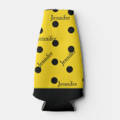 Geel en Zwart Polka Dot Custom Bottle Cooler (Voorkant)
