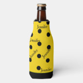 Geel en Zwart Polka Dot Custom Bottle Cooler (Fles Voorkant)