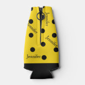 Geel en Zwart Polka Dot Custom Bottle Cooler (Achterkant)