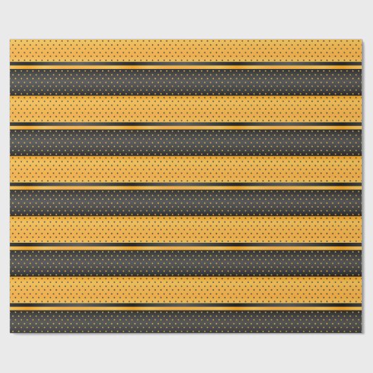Geel en zwart Polka Dot Stripe Design Cadeaupapier (Vlak)