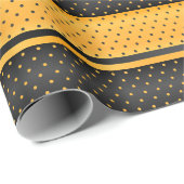Geel en zwart Polka Dot Stripe Design Cadeaupapier (Rol Hoek)