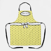 Geel en zwart Polka Dot White Bow gepersonaliseerd Schort (Voorkant)