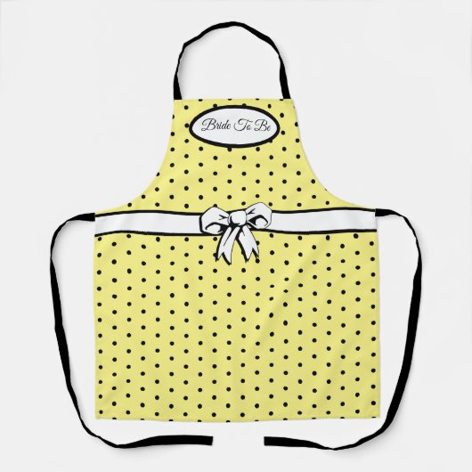 Geel en zwart Polka Dot White Bow gepersonaliseerd Schort (Voorkant)