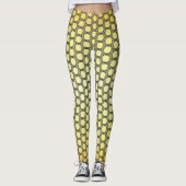 Geel en zwart Polka Dots Patroon Leggings (Voorkant)