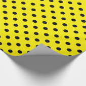 Geel en zwart puntvlek op witte vlek cadeaupapier (Hoek)