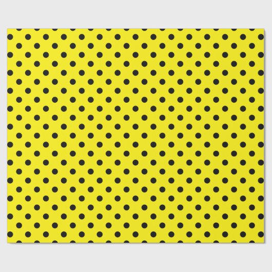 Geel en zwart puntvlek op witte vlek cadeaupapier (Vlak)