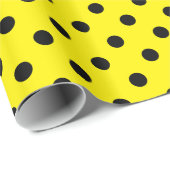 Geel en zwart puntvlek op witte vlek cadeaupapier (Rol Hoek)