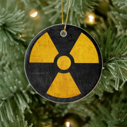 Geel en zwart radioactief kernreactorkeram keramisch ornament (Boom)