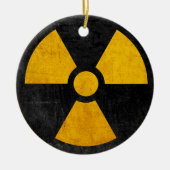 Geel en zwart radioactief kernreactorkeram keramisch ornament (Voorkant)