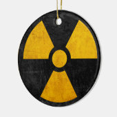 Geel en zwart radioactief kernreactorkeram keramisch ornament (Links)