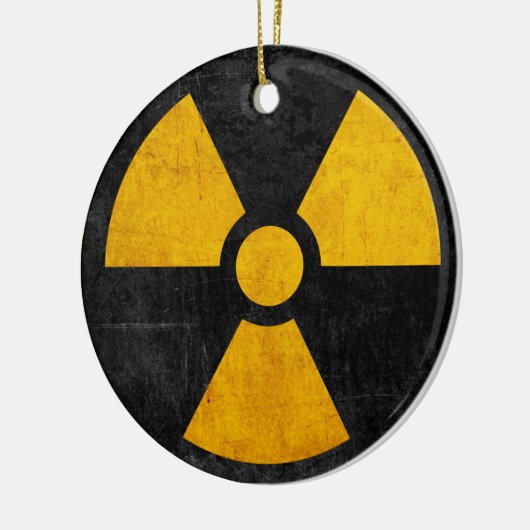 Geel en zwart radioactief kernreactorkeram keramisch ornament (Links)