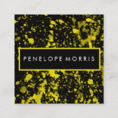 Geel en zwart schilderplaatje — Beauty Stylist Vierkante Visitekaartje (Voorkant)