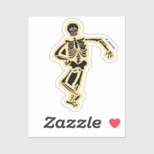 Geel en zwart skelet sticker