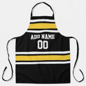 Geel en zwart sport jersey aangepaste naam nummer schort (Voorkant)