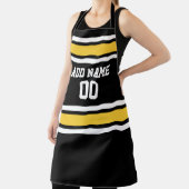 Geel en zwart sport jersey aangepaste naam nummer schort (Insitu)