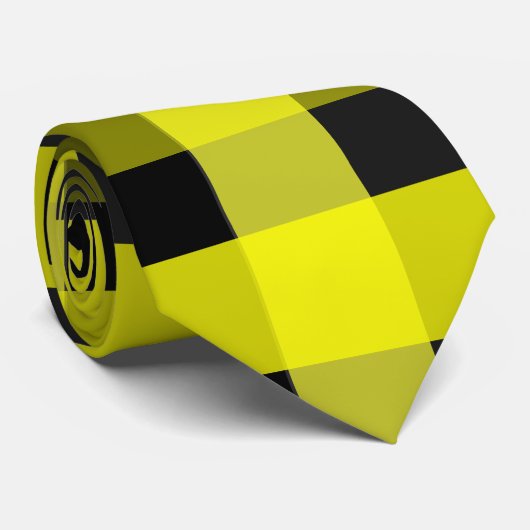 Geel en zwart Stropdas van Gingham (Opgerold)