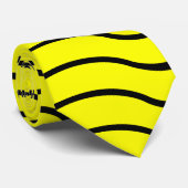Geel en zwart Thin Striped Stropdas (gebogen lijne (Opgerold)