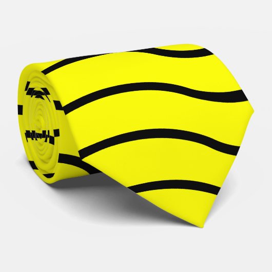 Geel en zwart Thin Striped Stropdas (gebogen lijne (Opgerold)