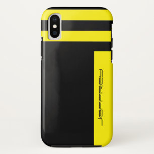 Geel en zwart, tweerichtingsband, aangepaste naam  Case-Mate iPhone case