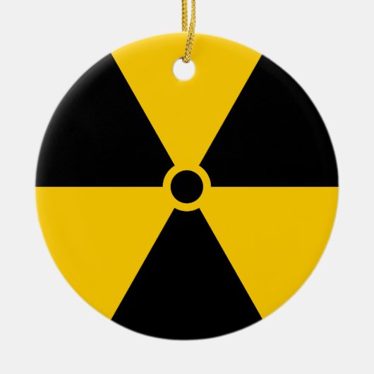 Geel en zwart van de radioactieve kernreactor keramisch ornament (Voorkant)