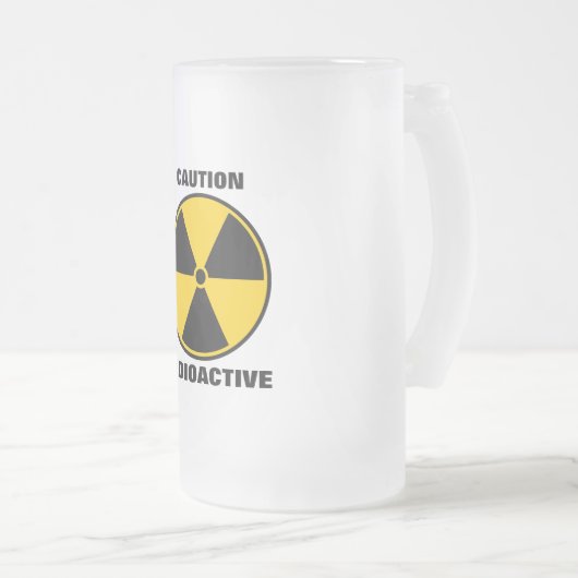 Geel en zwart van de radioactieve kernreactor matglas bierpul (Voorkant rechts)