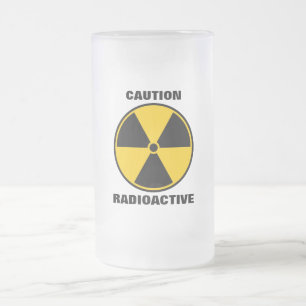 Geel en zwart van de radioactieve kernreactor matglas bierpul
