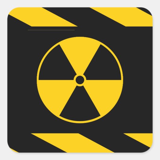 Geel en zwart van de radioactieve kernreactor vierkante sticker (Voorkant)