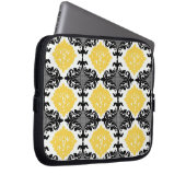 Geel en zwart vochtig bloempatroon laptop sleeve (Voorkant Rechts)