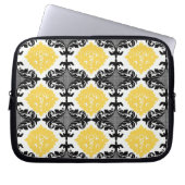 Geel en zwart vochtig bloempatroon laptop sleeve (Voorkant)