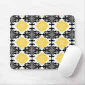 Geel en zwart vochtig bloempatroon muismat (Met muis)