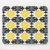 Geel en zwart vochtig bloempatroon muismat (Voorkant)