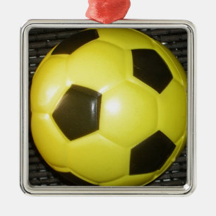 Geel en Zwart Voetbal Abstract Design Metalen Ornament