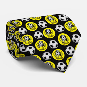 Geel en Zwart Voetbal Naam Geschenk Stropdas
