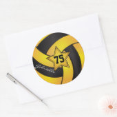 Geel en zwart Volleybal | DIY Naam & Nummer Ronde Sticker (Envelop)