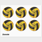 Geel en zwart Volleybal | DIY Naam & Nummer Ronde Sticker (Vel)