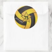Geel en zwart Volleybal | DIY Naam & Nummer Ronde Sticker (Tas)