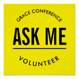 Geel en zwart vraag me vrijwilliger perfect poster