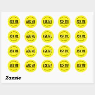 Geel en zwart vraag me vrijwilliger sticker