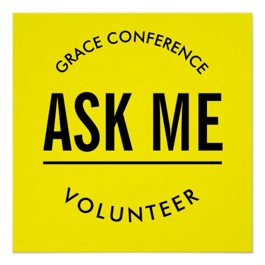 Geel en zwart vragen me vrijwilliger perfect poster (Voorkant)