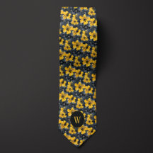 Geel en zwart Waterverf Floral Monogram