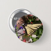 Geel en zwart-witje ronde button 5,7 cm (Voorkant /achterkant)