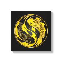 Geel en Zwart Yin Yang Koi Vis
