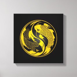 Geel en Zwart Yin Yang Koi Vis Canvas Afdruk