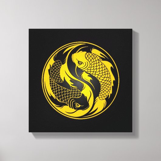 Geel en Zwart Yin Yang Koi Vis Canvas Afdruk (Voorkant)