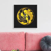 Geel en Zwart Yin Yang Koi Vis Canvas Afdruk (Insitu (Woonkamer))